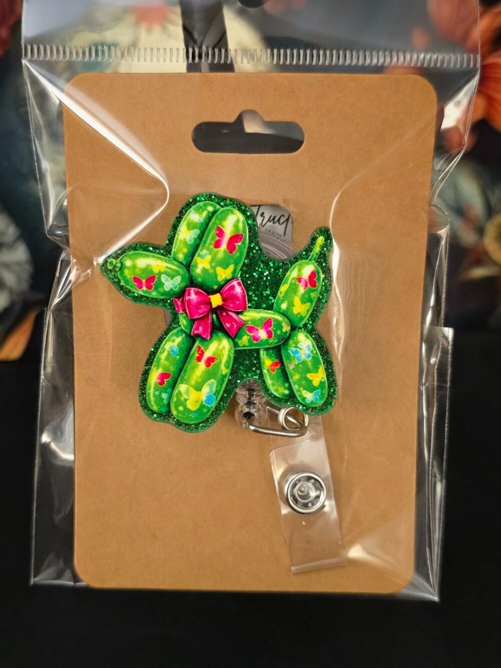 Ballon Dog Novelty Acrylic Badge Reel ID Holder